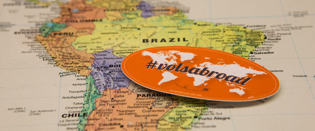 VolsAbroad sticker on a map